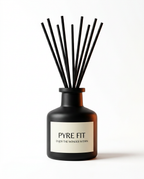 Matte black reed diffuser variant with cream label and black reeds on white