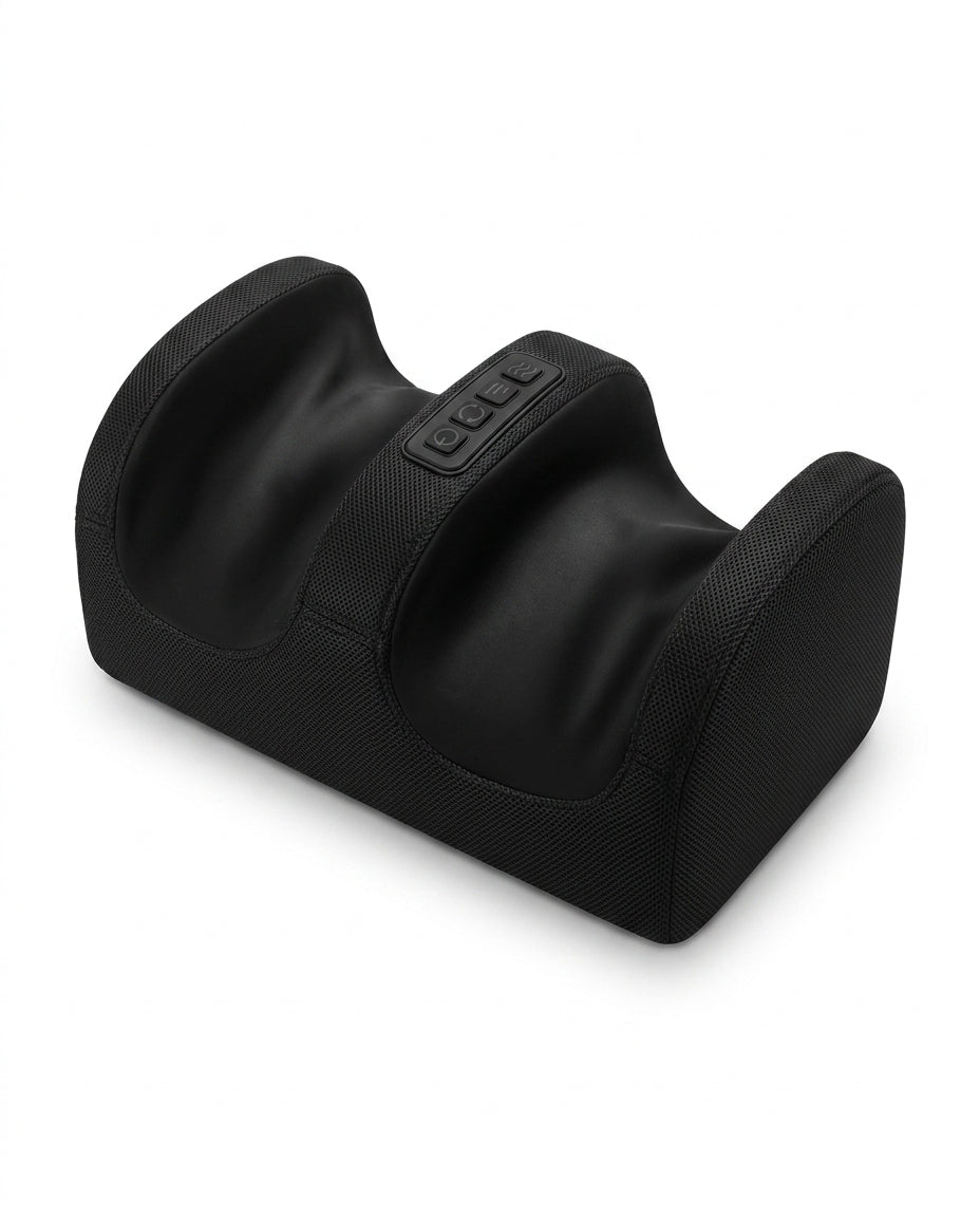 Black foot massager variant, angled studio shot on white