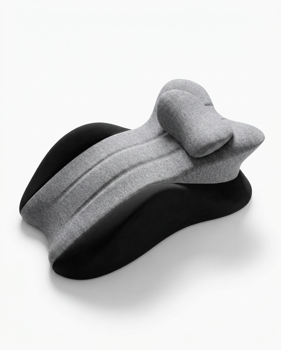 Black and grey cervical support pillow variant on white background