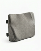 Single gray armrest cushion pad with strap buckles, on white