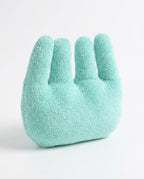Mint green four-finger hand relaxation cushion on a white background