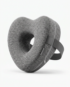 Grey memory foam leg pillow variant with strap, angled studio shot