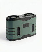 Jade green variant of the wearable dual-vent cooling unit, packshot on white