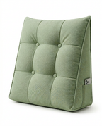 Sage quicklime green tufted reading backrest wedge cushion on white