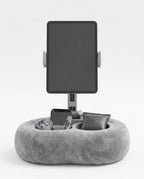 Grey color variant of the tablet pillow stand, front view on white