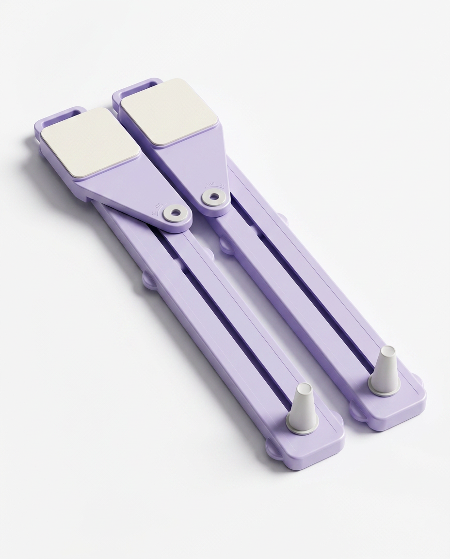 Purple foldable pilates board, studio shot on white
