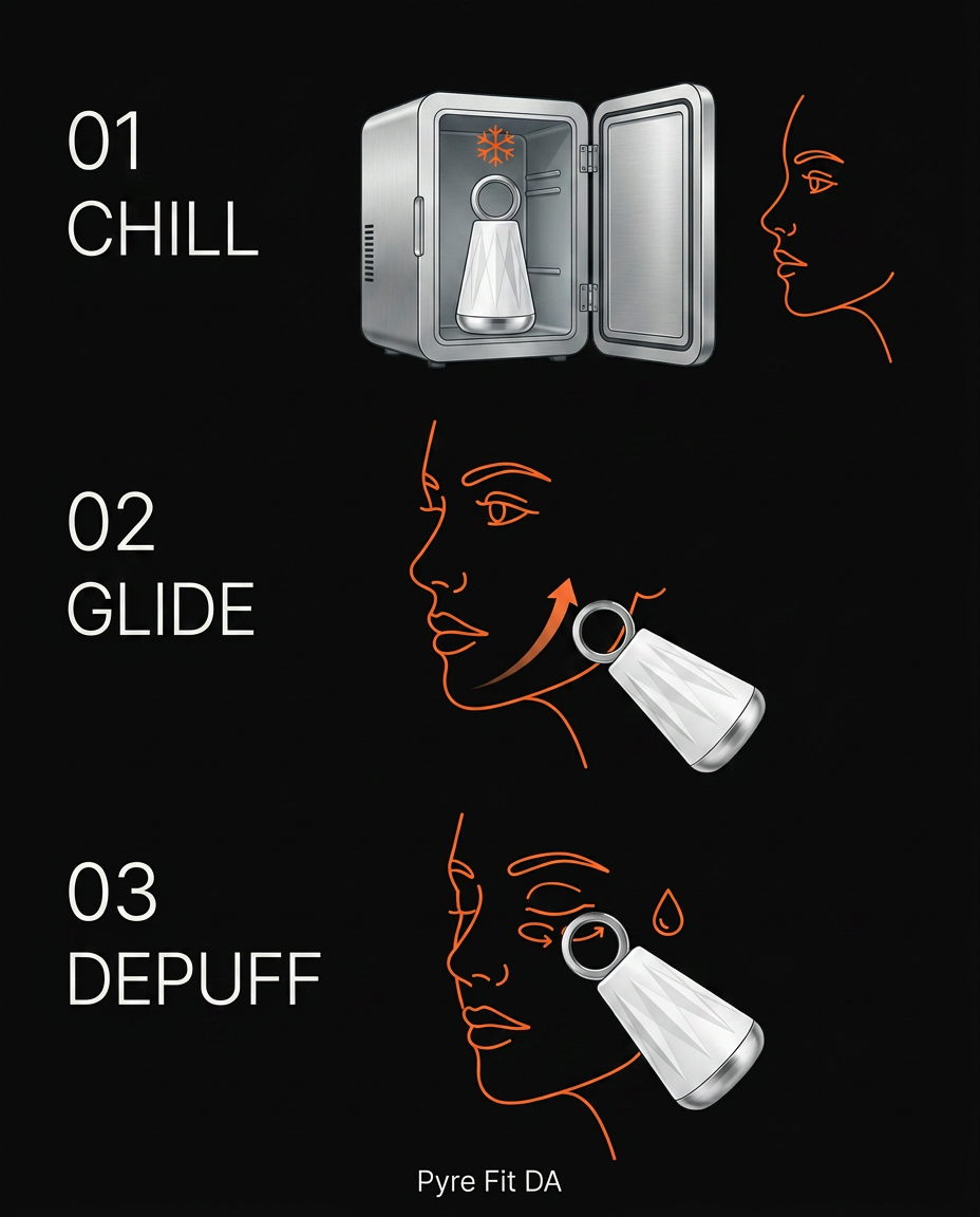 Three-step guide to chill, glide and depuff with the cooling face massage tool