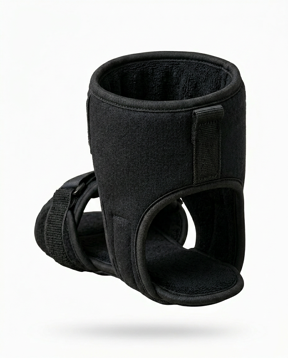 Black foot support brace shown from the back angle on white