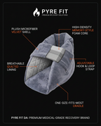 Tech spec infographic of the velvet memory foam heel cushion pillow