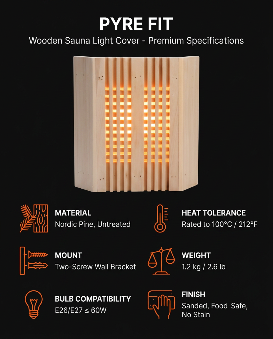 Spec sheet covering material, mount, bulb fit and heat rating of the light cover