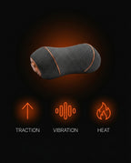 Diagram of the neck pillow's three modes: traction, vibration and heat