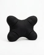 Black butterfly-shaped support pillow on a white background, front view