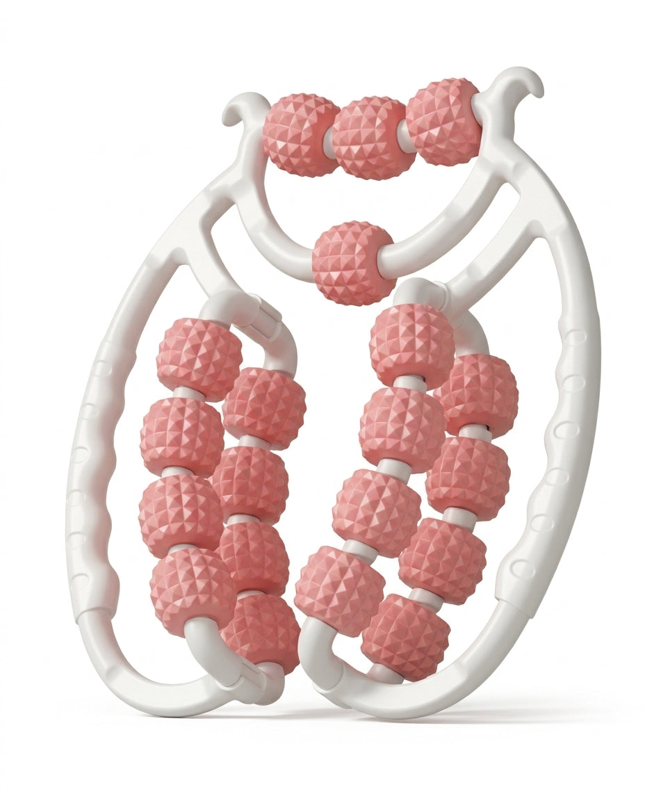 Pink colorway of the 360 muscle recovery massage roller on white