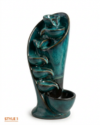 Style 1 teal crackle-glaze waterfall incense burner packshot on white