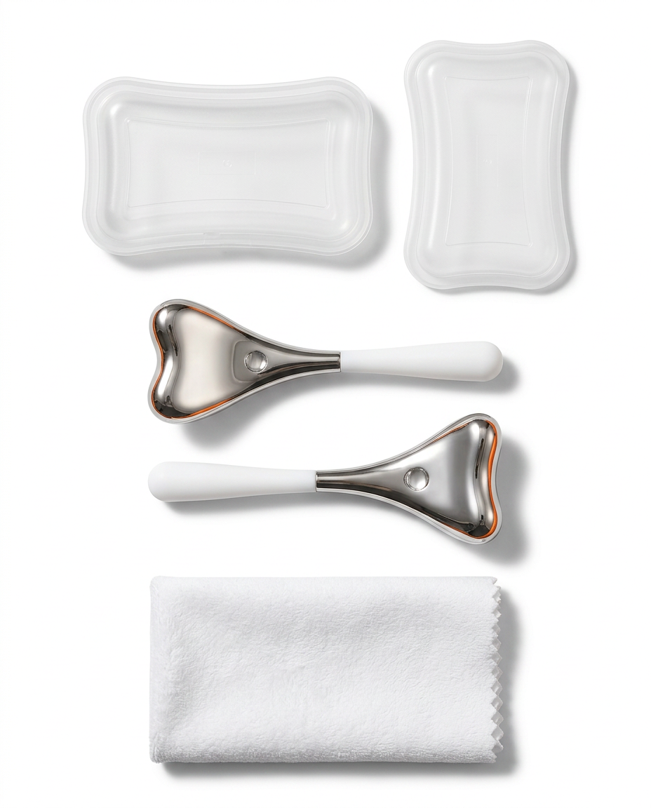 What's in the box: two heart-head eye tools, two storage trays and polishing cloth