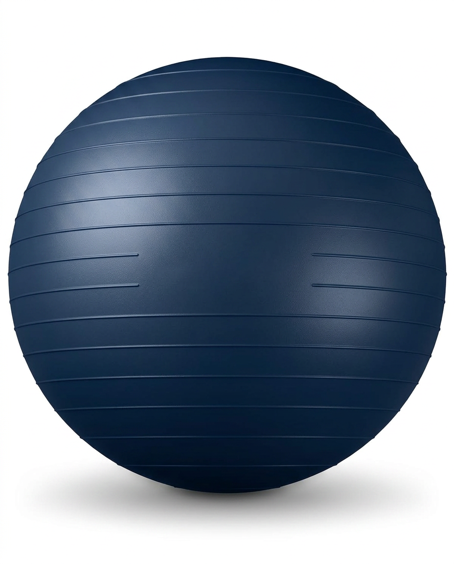Navy blue stability ball color variant, studio shot on white