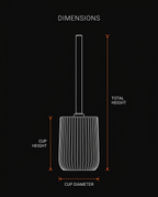 Dimensions diagram of the toilet brush holder cup and total height