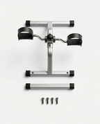 What's-in-the-box flat-lay of the pedal bike body, base bars and screws
