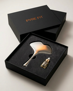 Pyre Fit black gift box with the facial massage tool and serum in foam insert