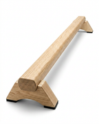 Full wooden balance trainer bar shown at an angle, studio packshot on white