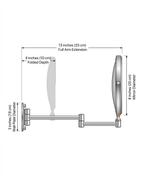 Size diagram of the vanity mirror with dimensions in inches and centimeters