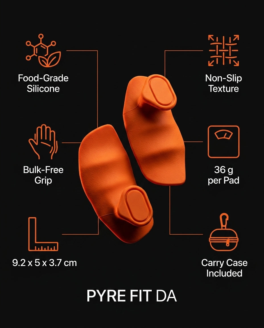 Spec sheet: food-grade silicone, non-slip texture, 36 g pad, carry case