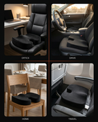 Use case grid showing the seat cushion in office, car, home and travel