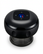 All-black electronic cupping massager with LED indicators, front packshot