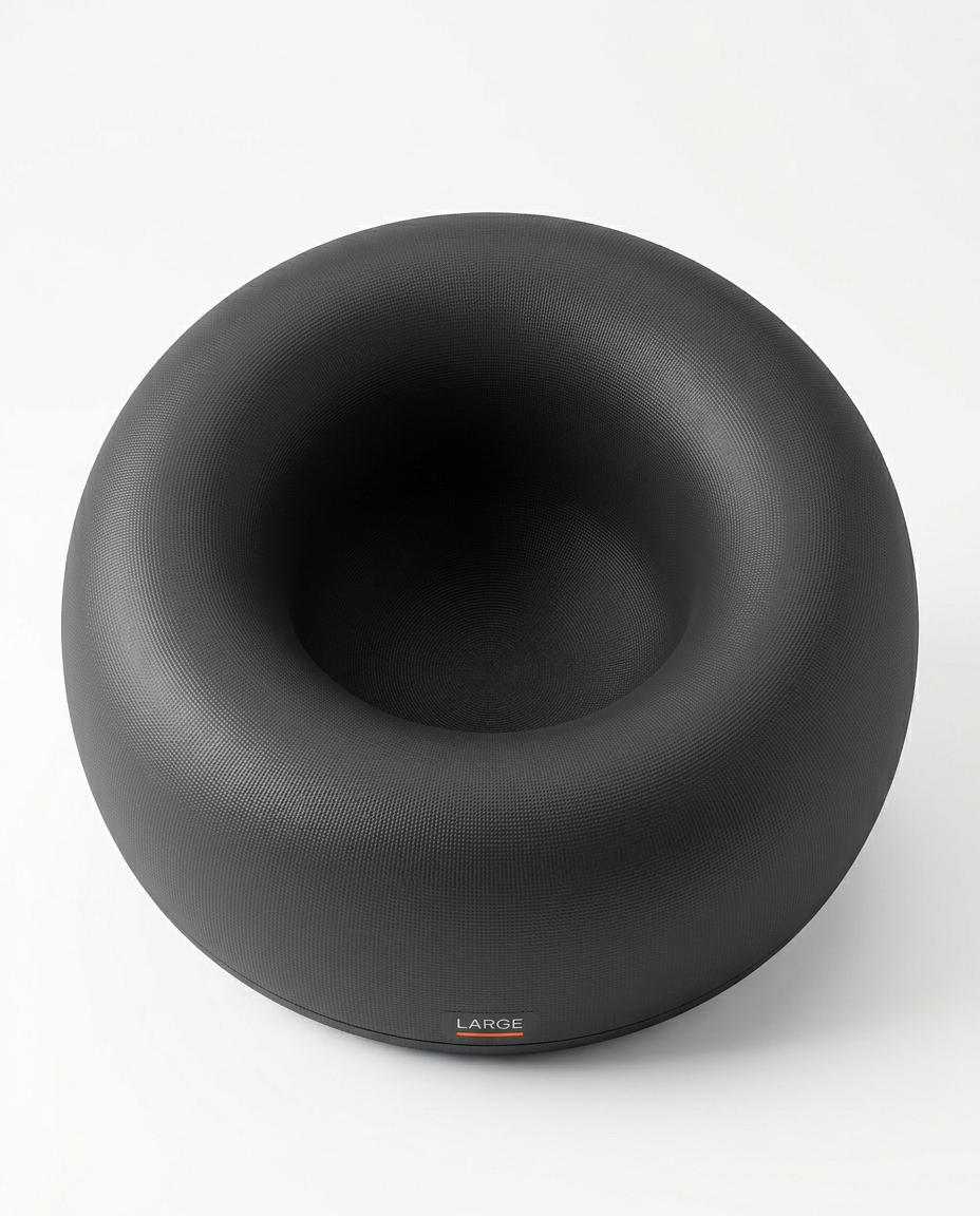 Black Large stability ring with deeper cradle, studio shot on white