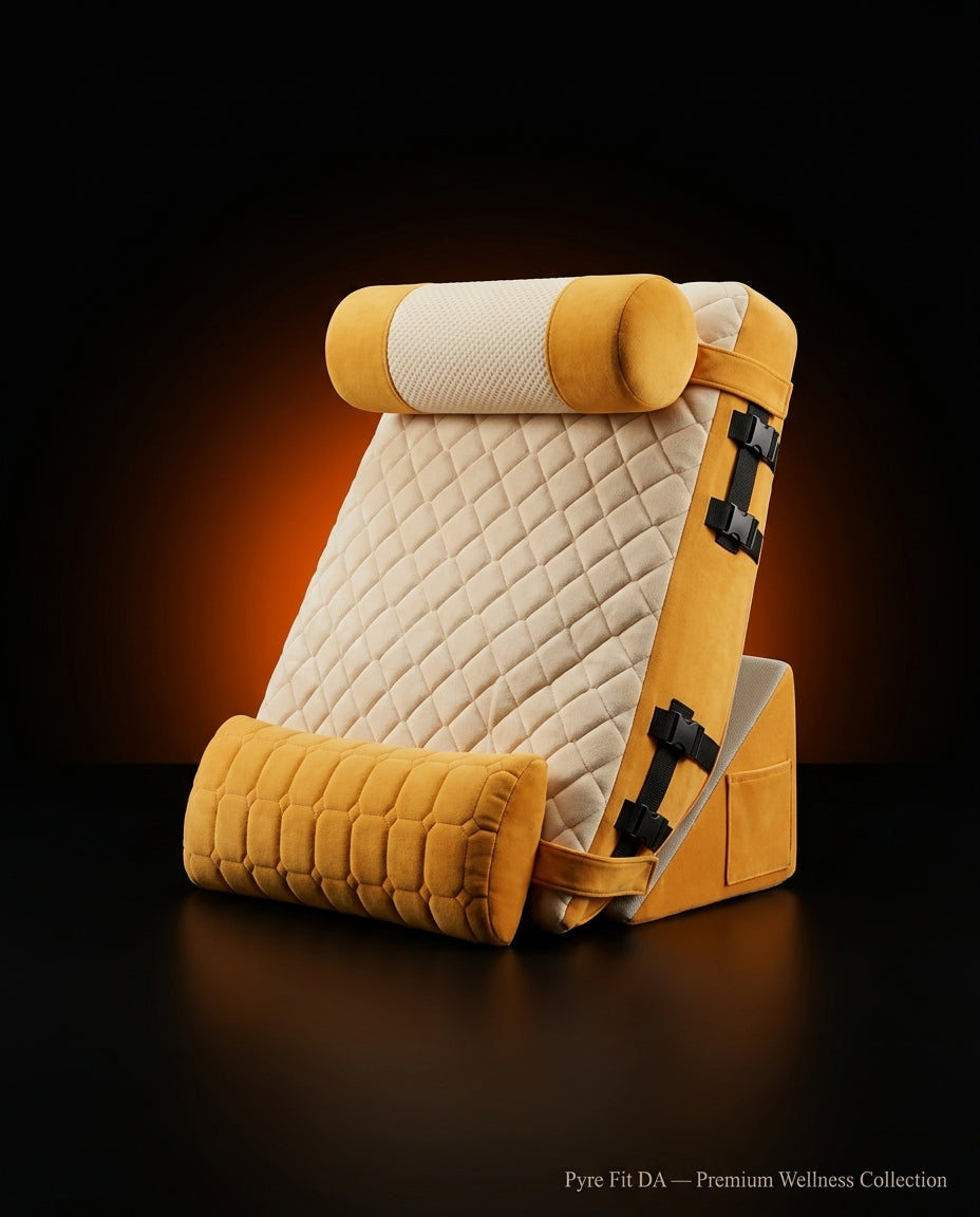 Yellow variant wedge pillow with cream front and bolster on dark backdrop