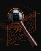 Cryo diagram showing the cold roller's effect on skin layers and capillaries