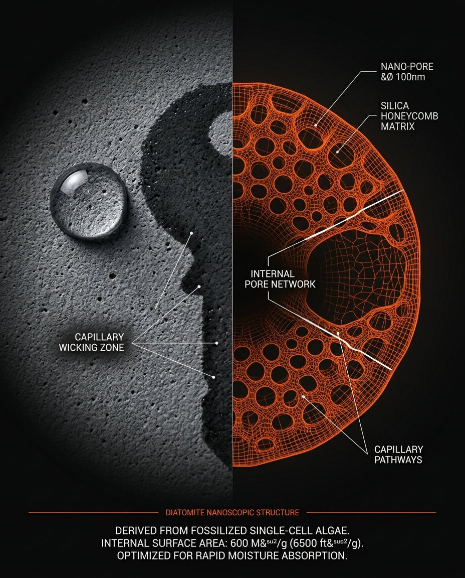 Diagram of the microscopic diatomite pore structure for moisture absorption