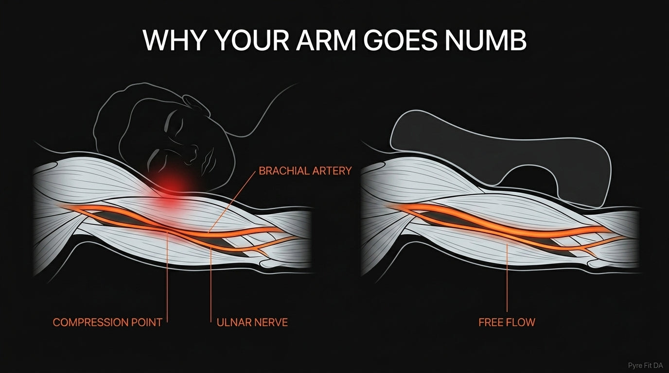 Diagram showing why arms go numb and how the cutout keeps blood flowing