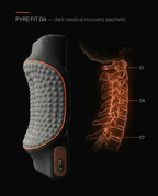 Cervical alignment diagram pairing the neck pillow with C1 to C7 spine anatomy