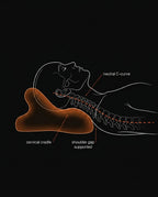 wellness diagram of sleeper's neck showing cervical cradle, shoulder gap and neutral spine curve