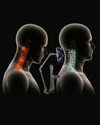 Cervical anatomy diagram comparing neck strain to neutral spine using the phone arm