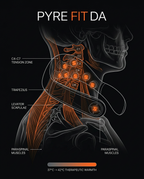 Cervical anatomy diagram showing neck massager warmth on trapezius muscles