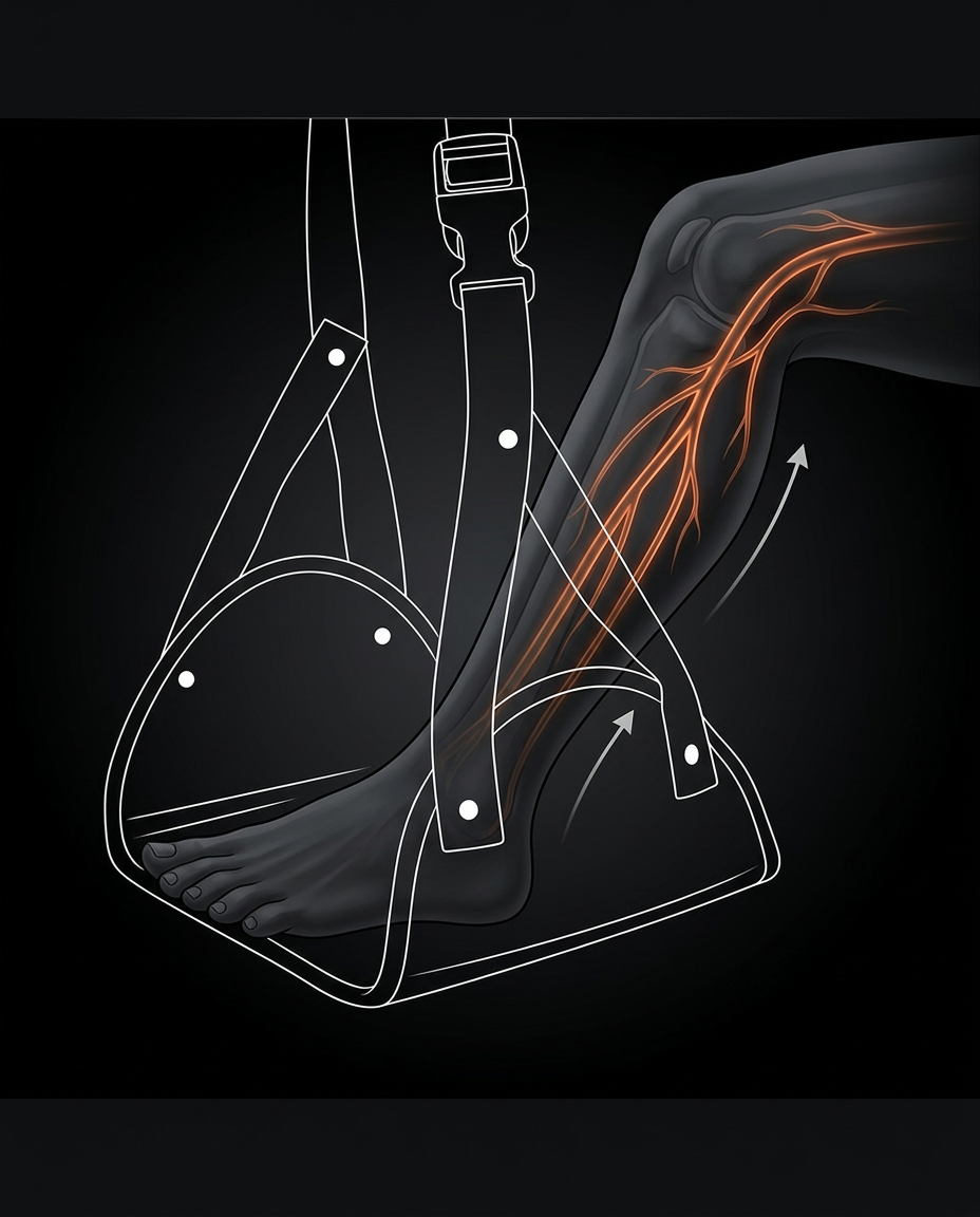 Diagram showing the foot hammock boosting leg blood comfort