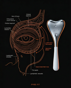 Eye anatomy diagram showing gentle vessels and vasoconstriction beside cooling tool