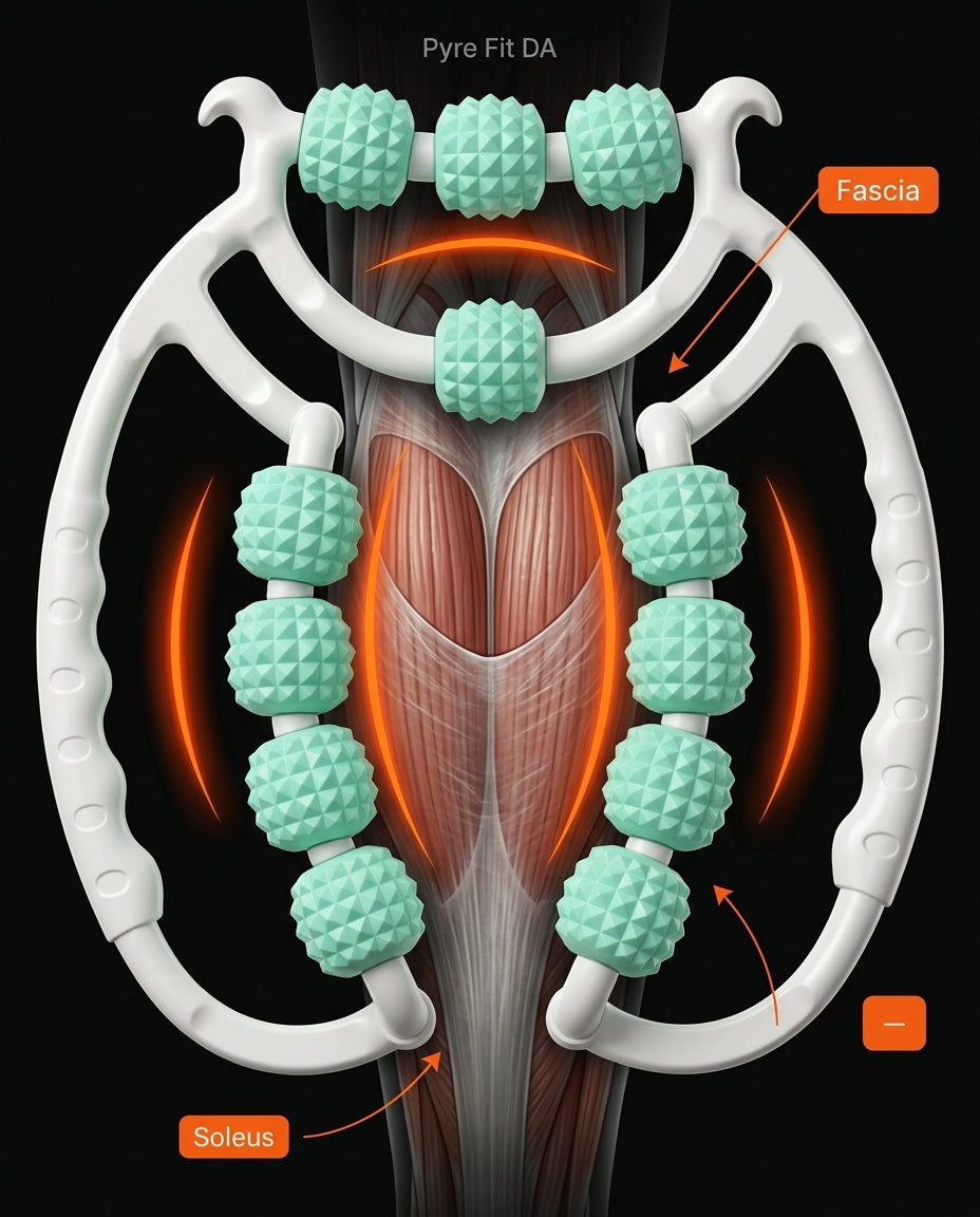 Diagram of the massage ring releasing fascia around the calf soleus muscle