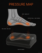 Foot pressure map diagram showing heel, arch and forefoot relief zones