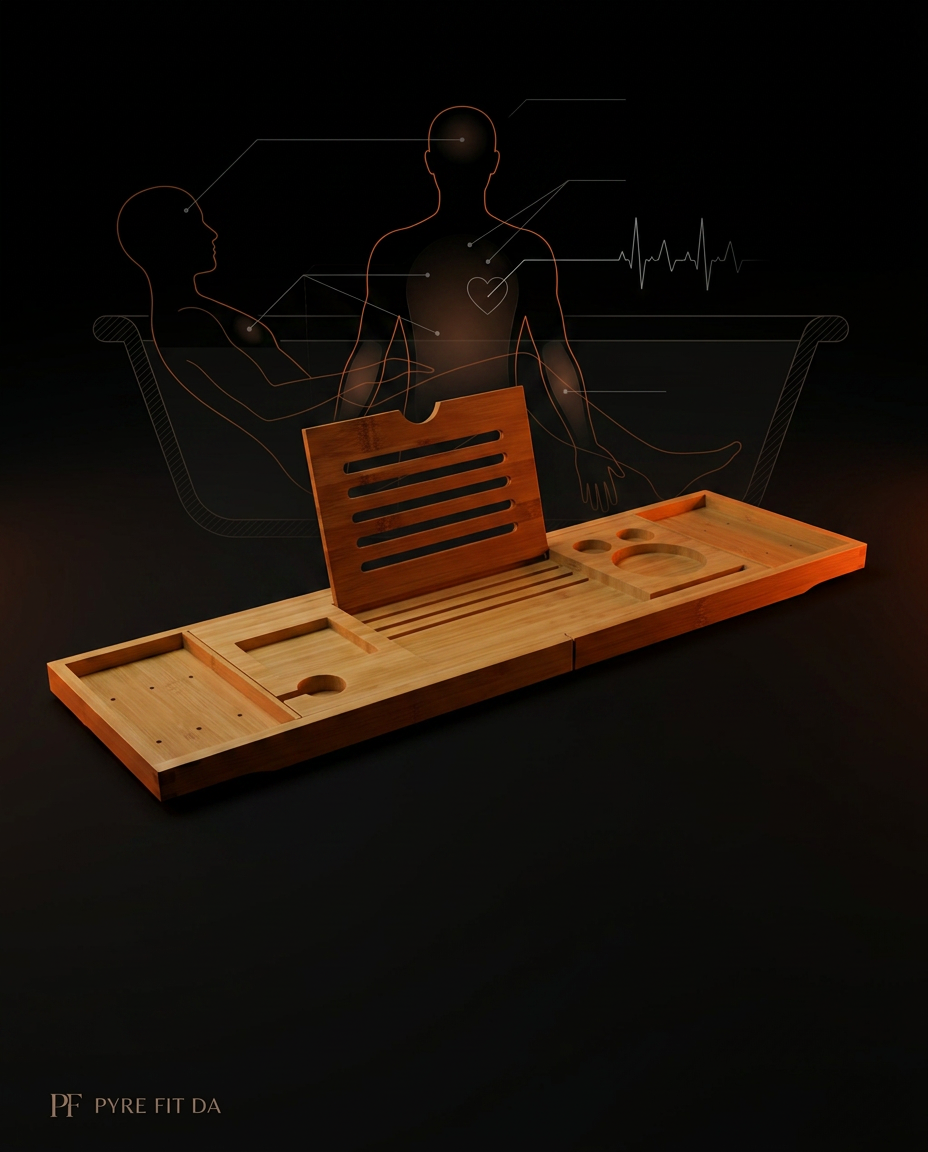 Diagram illustrating warm-water immersion relaxation with the bath caddy