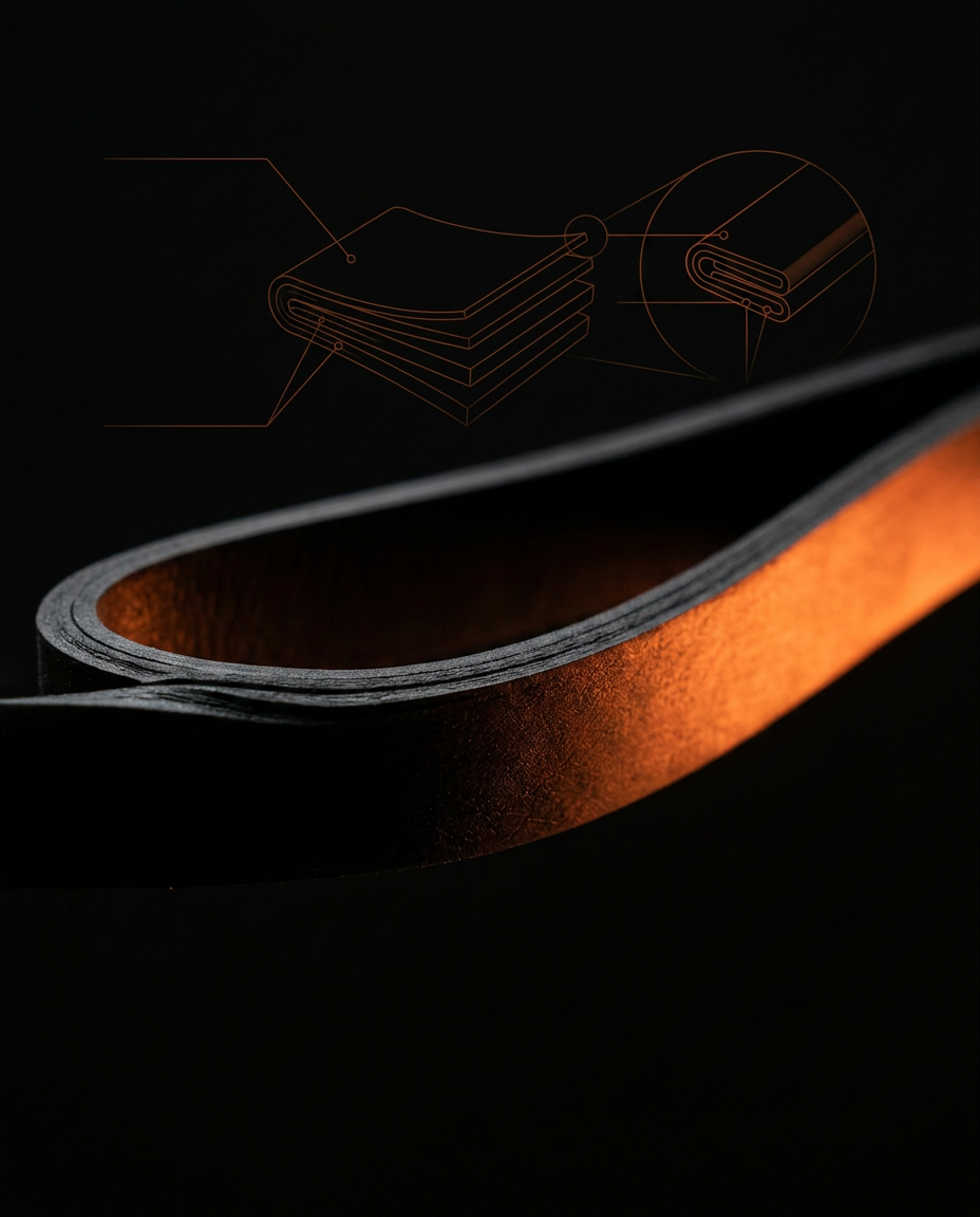 Diagram of the layered latex cross-section of the resistance band