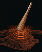 Diagram of percussive tapping massage stimulating muscle fibers
