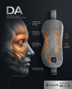 Anatomy diagram showing the eye mask targeting periorbital muscles and nerves