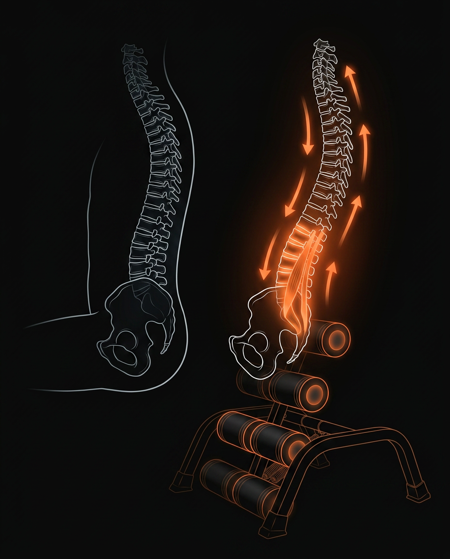 Diagram showing gentle support and posture support on the stretch bench