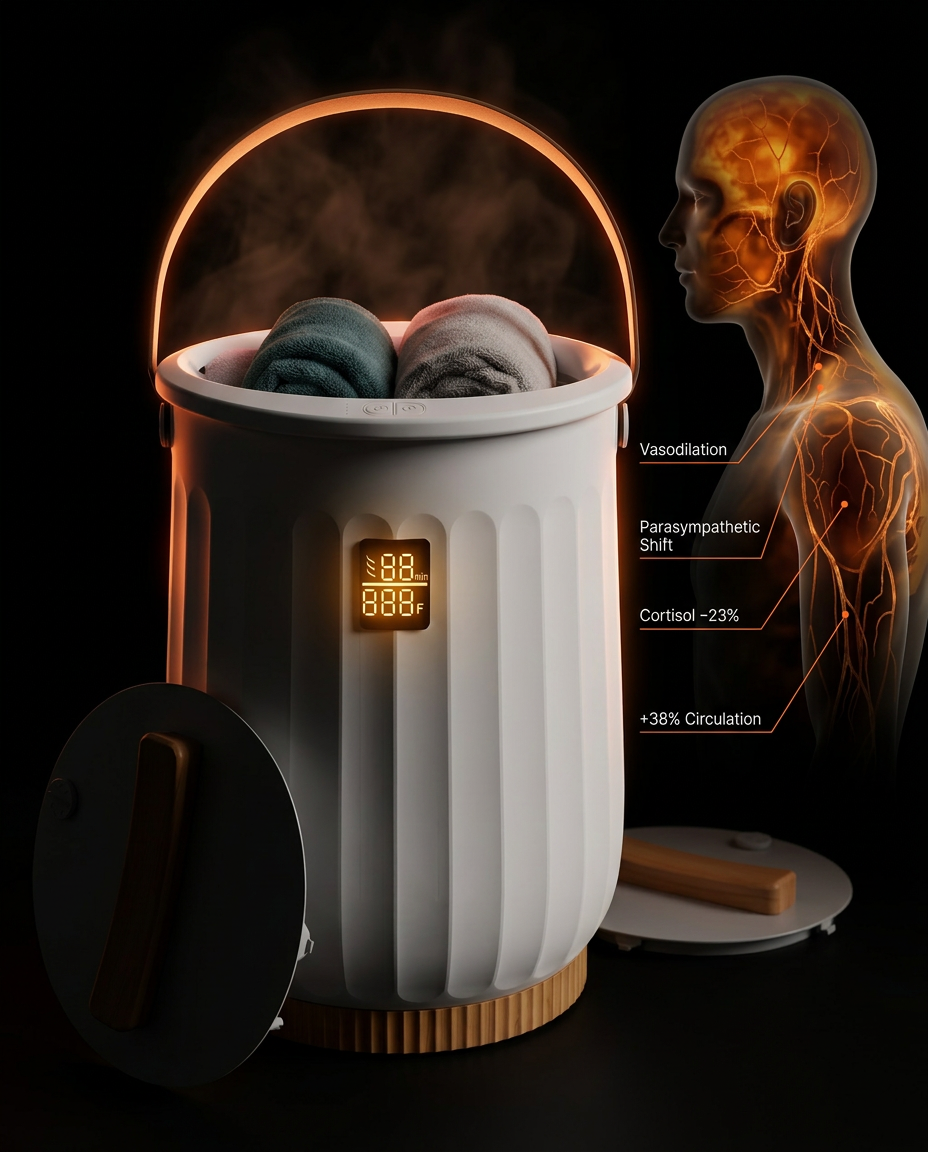 warmth diagram showing warm towels and the body's comfort response