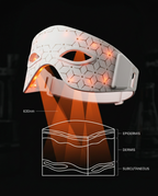 Diagram of red light red light from the eye mask reaching skin layers