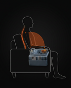 Diagram showing the organizer within easy arm-reach of a seated person