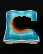 Diagram of heat dispersing away from a sleeper's head on the cooling gel pad